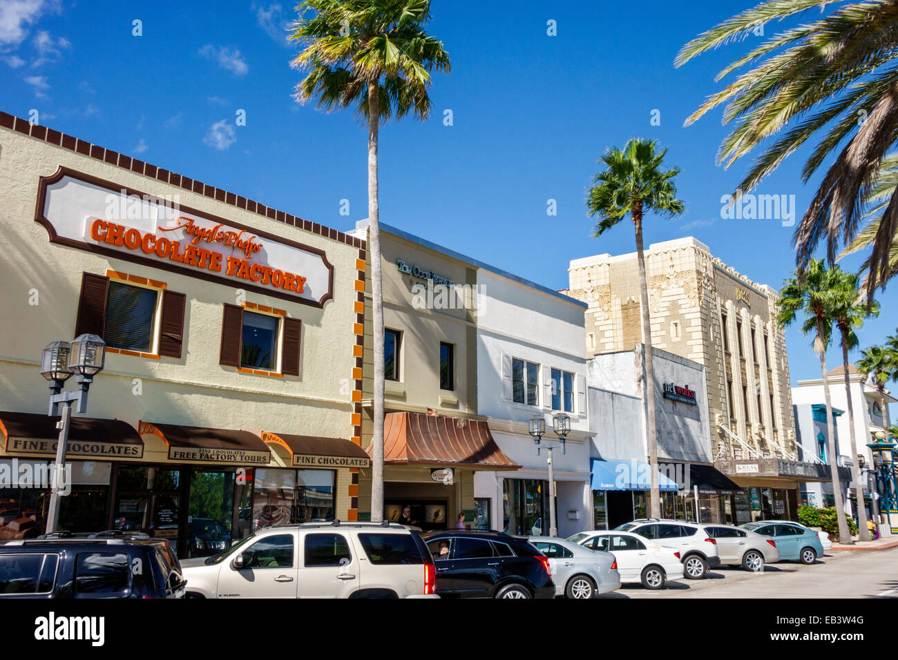 Daytona Beach Florida,South Beach Street,businesses,district,palm trees