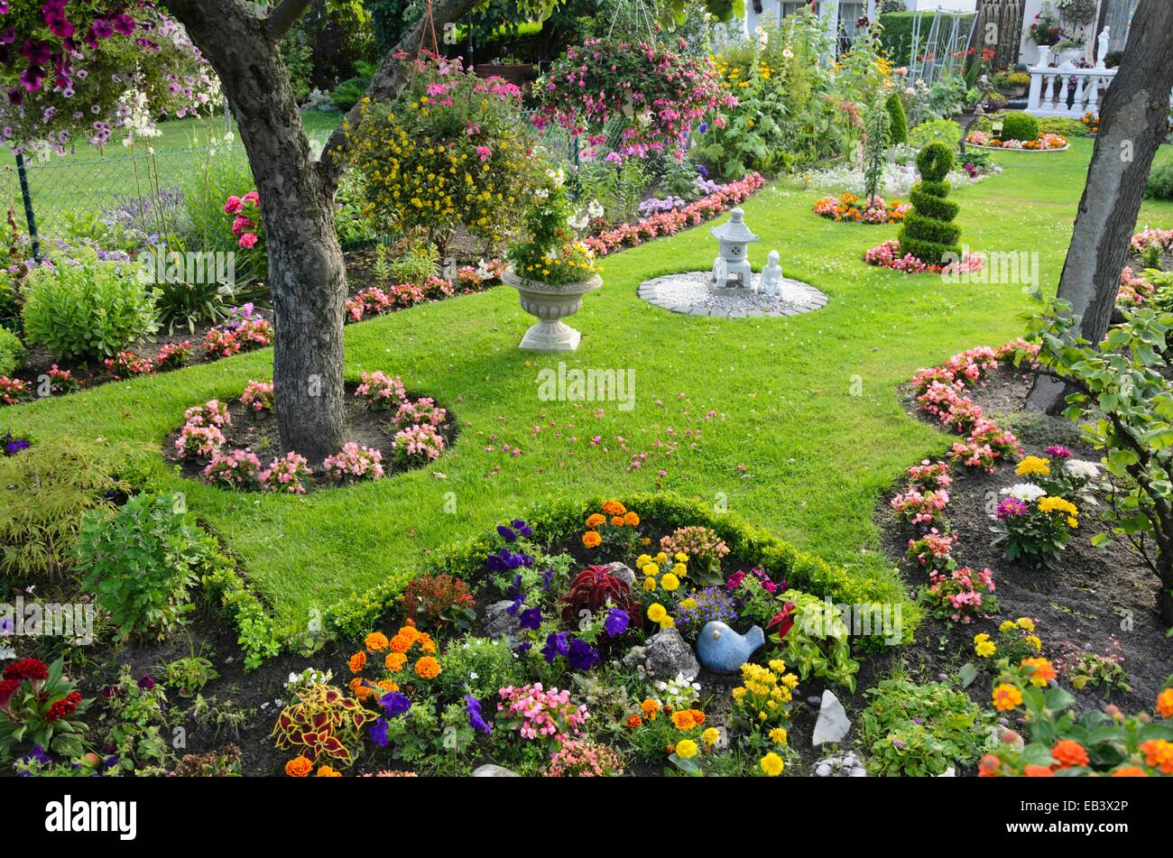 Summer flowers in an allotment garden Stock Photo