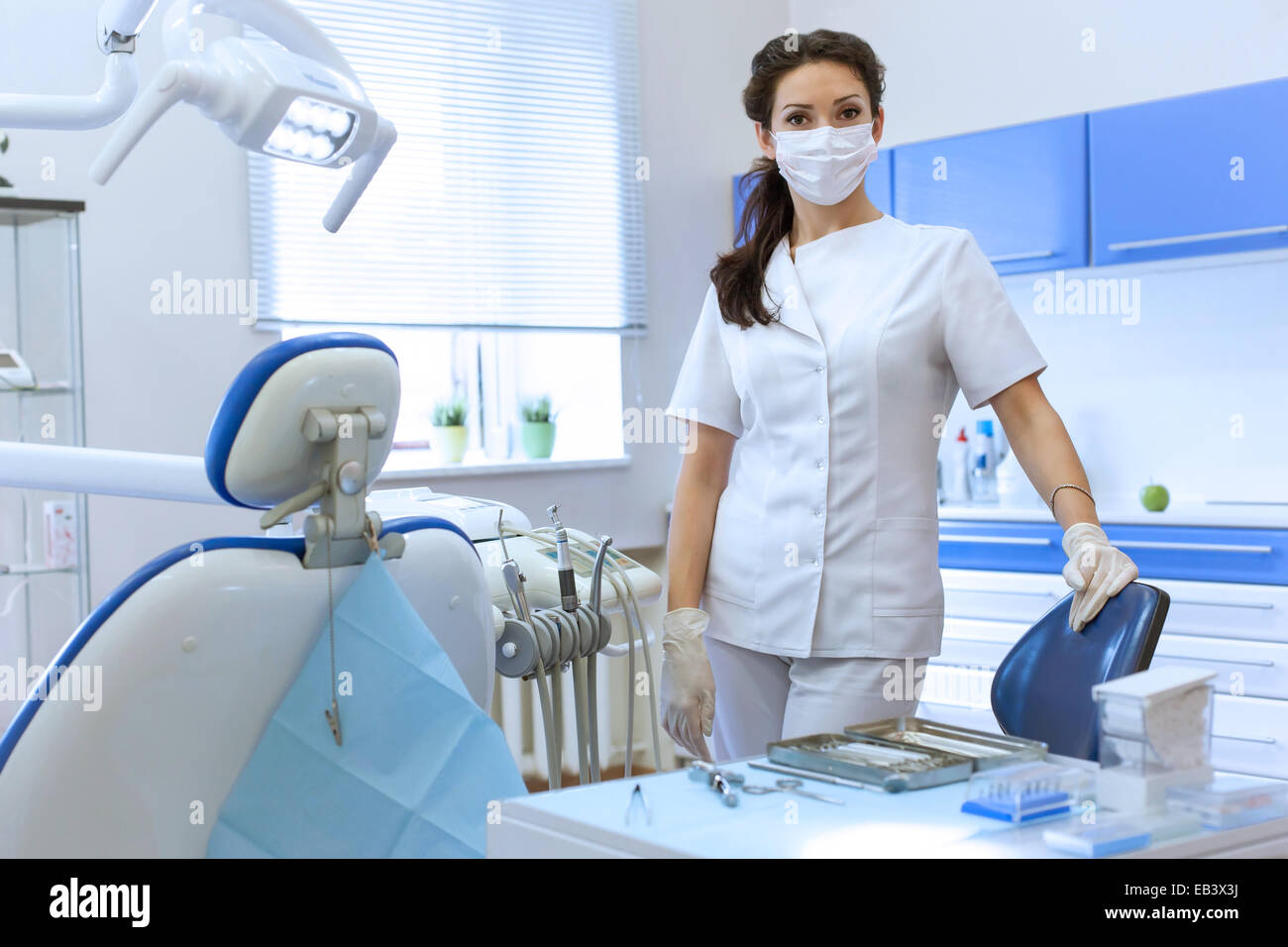 Portrait of woman dentist in mask at her office Stock Photo Alamy