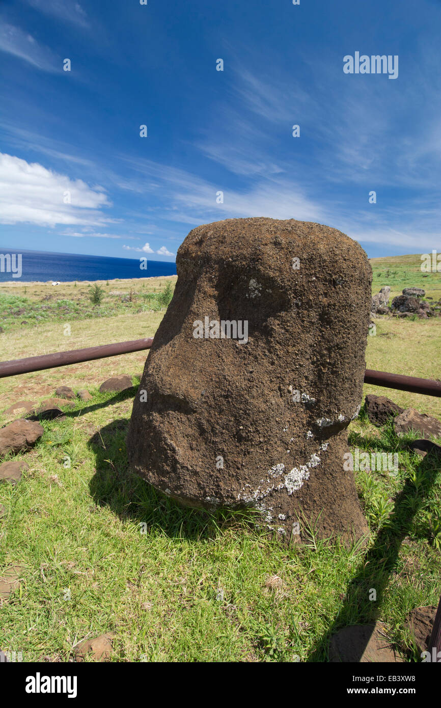 Chile, Easter Island aka Rapa Nui, Rapa Nui NP, Vinapu. Ahu Tahira important ceremonial platform with fitted slabs of basalt see Stock Photo