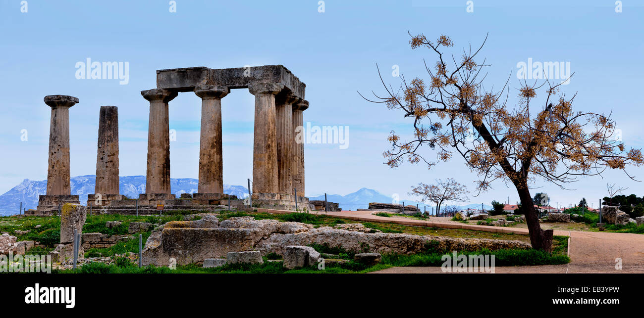 Apollo temple, Corinth, Greece Stock Photo