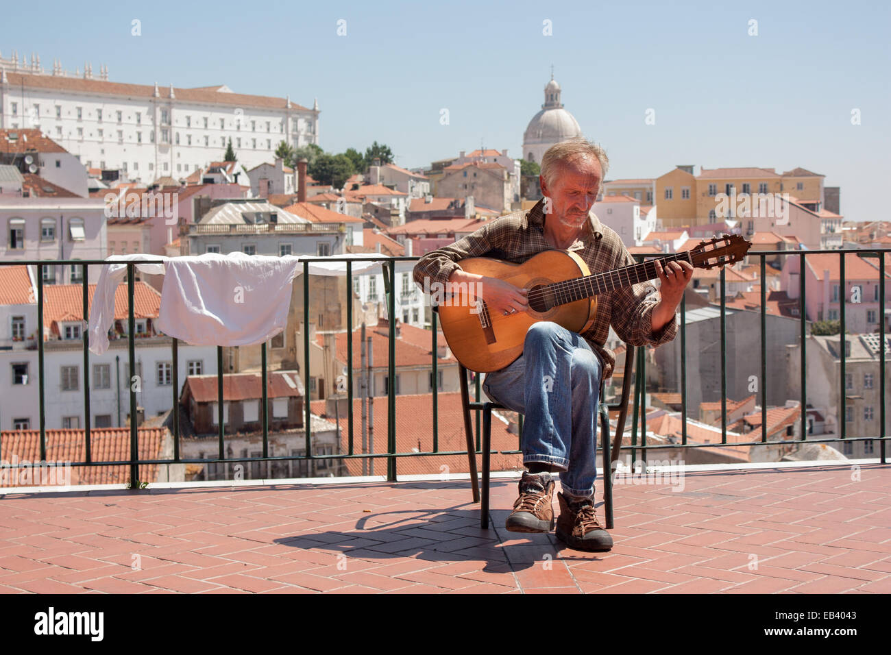 Guitar player at Alfama, Lisboa Stock Photo