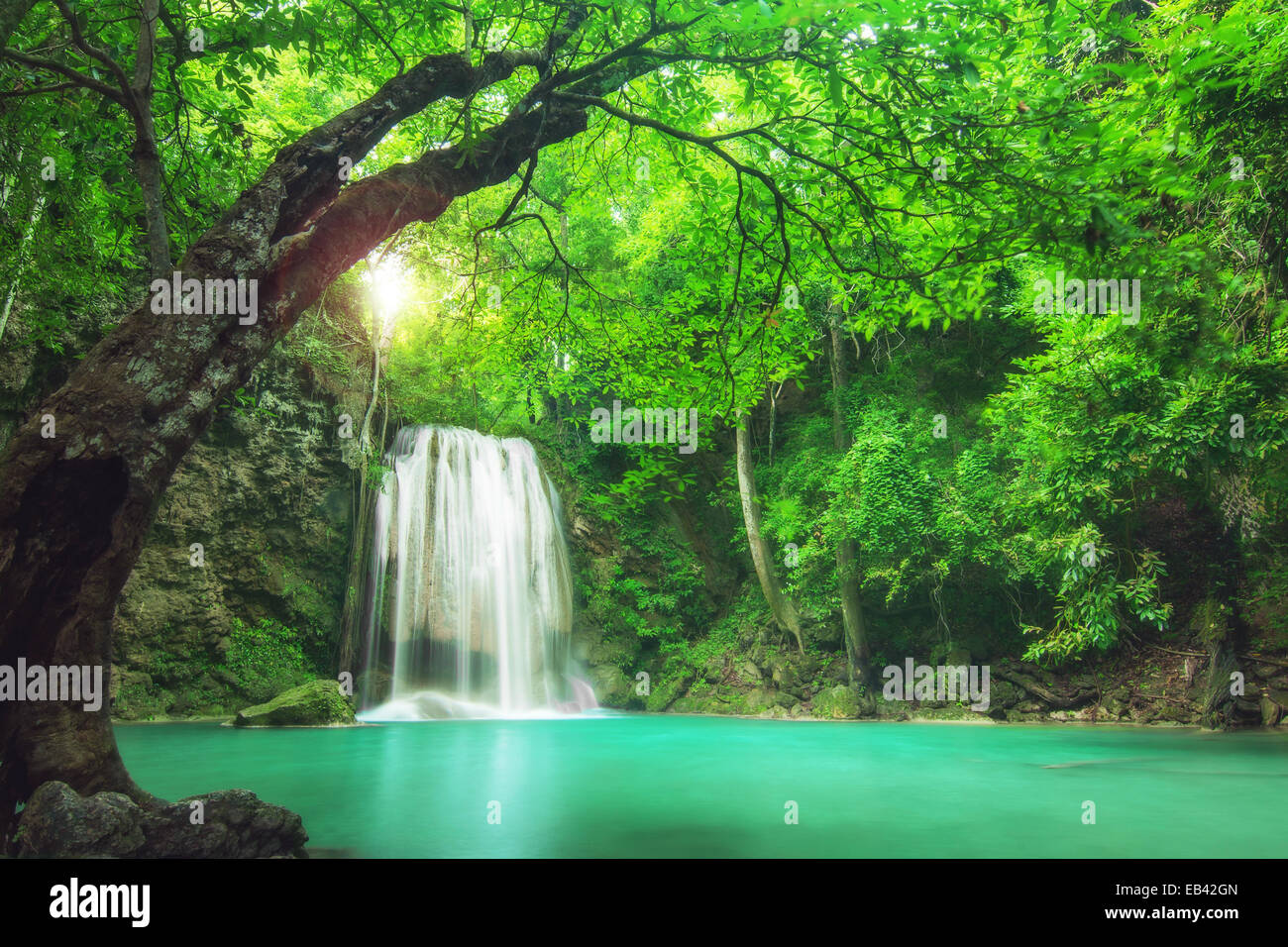 Erawan Waterfall in Kanchanaburi, Thailand Stock Photo