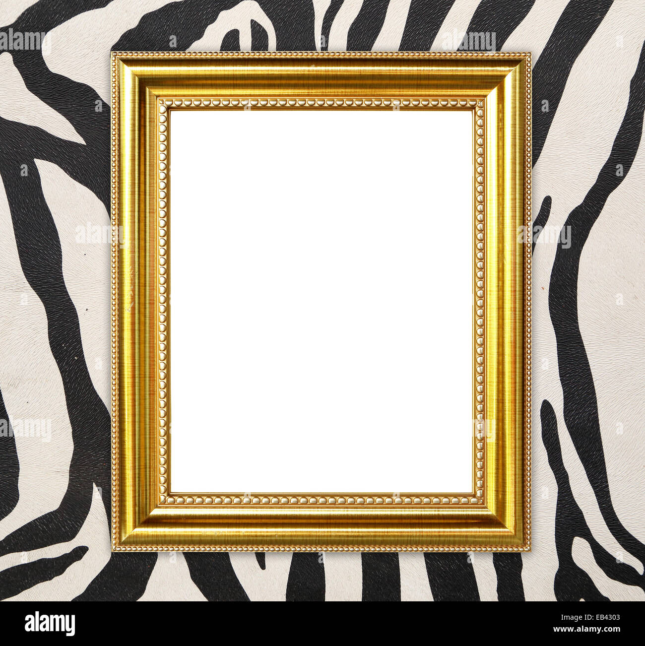 blank golden frame with zebra texture background Stock Photo Alamy