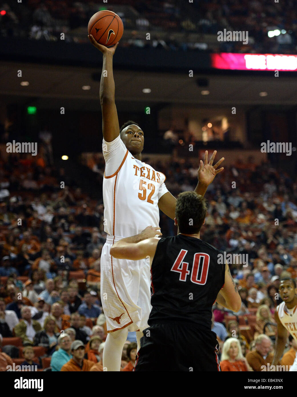 Austin, Texas. 25th Nov, 2014. Brandon Allums #52 of the Texas Longhorns in action vs the Saint Francis Red Flash at the Frank Erwin Center in Austin Texas. Texas leads Saint Francis 36-23 at the half. Credit:  csm/Alamy Live News Stock Photo