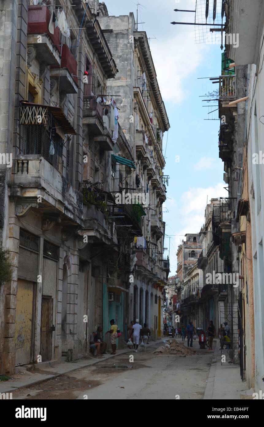 the run down back streets of Havana Vieja, Cuba Stock Photo