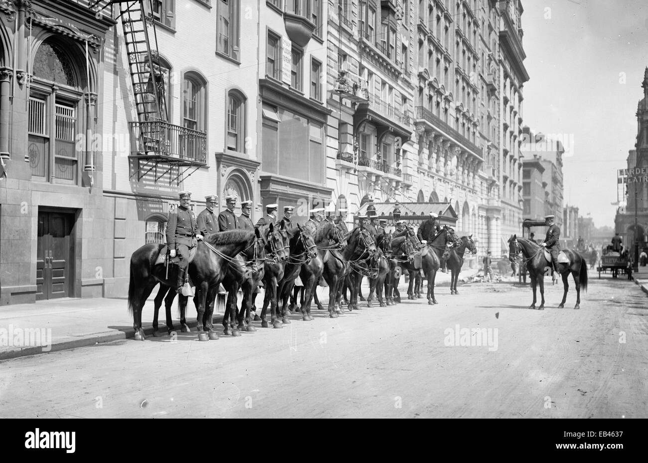 Squad of mounted police, New York City, circa 1905 Stock Photo