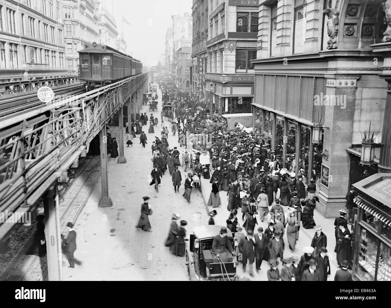 Shoppers on Sixth Avenue, New York City, circa 1903 Stock Photo
