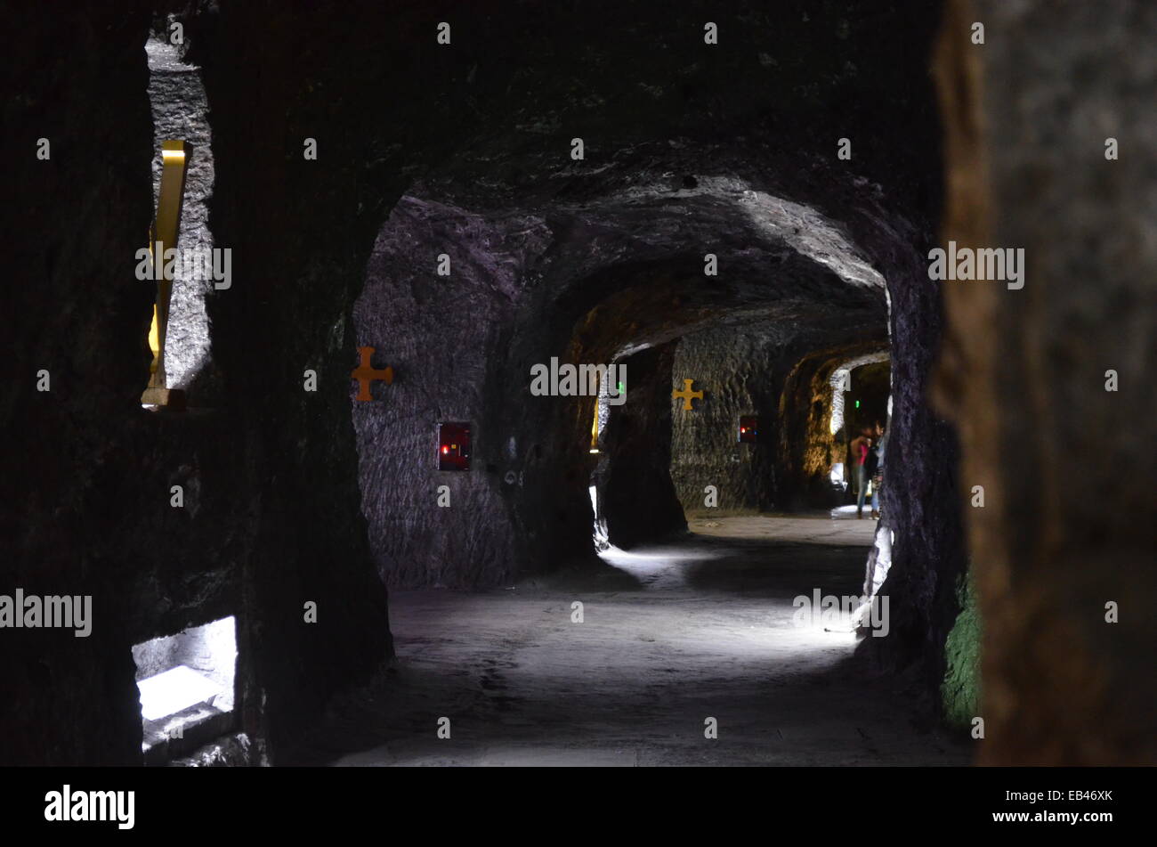 Tunnels at the entrance to the Zipaquira Salt Cathedral, a popular tourist attraction near Bogota, Colombia Stock Photo