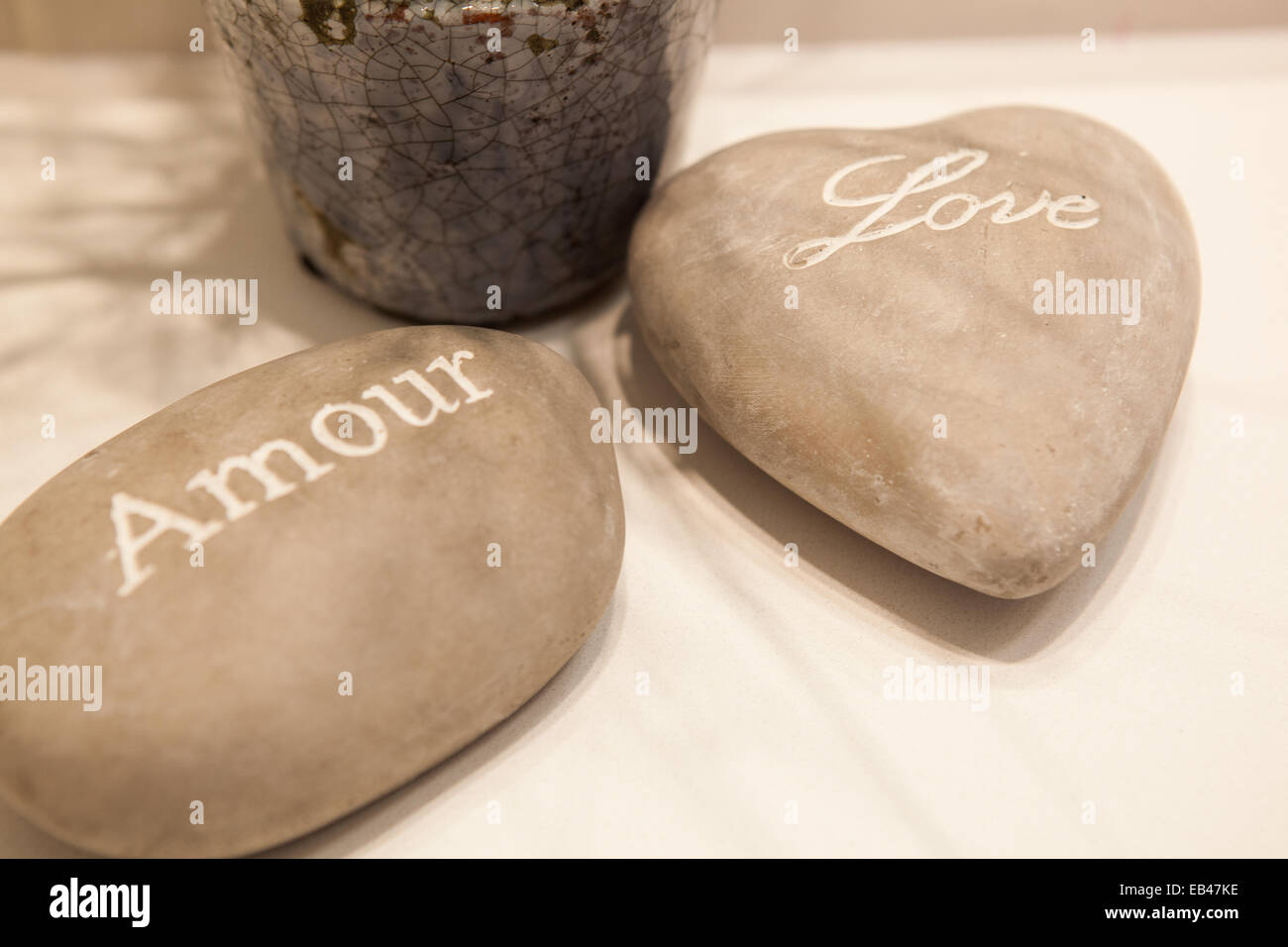Love rocks romantic Pebbles Stones in spa Stock Photo - Alamy