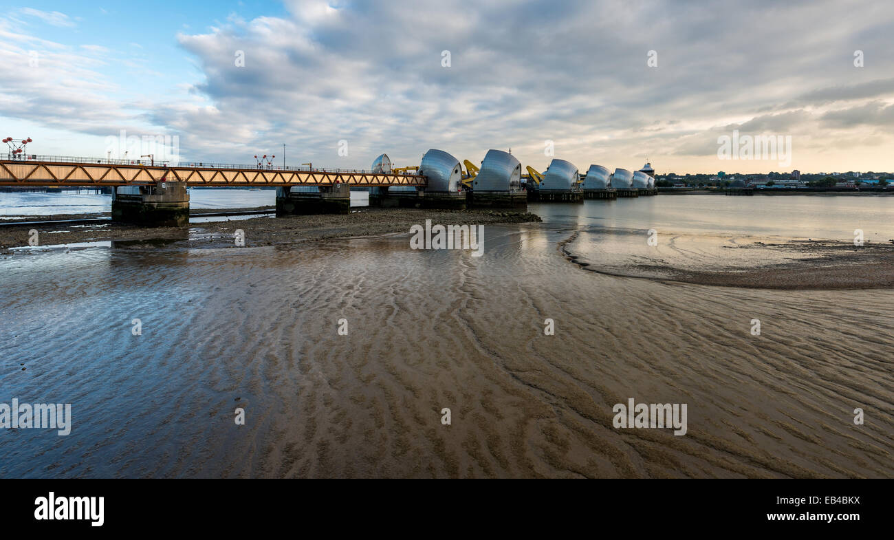 The Thames Flood Barrier on the River Thames in East London Stock Photo