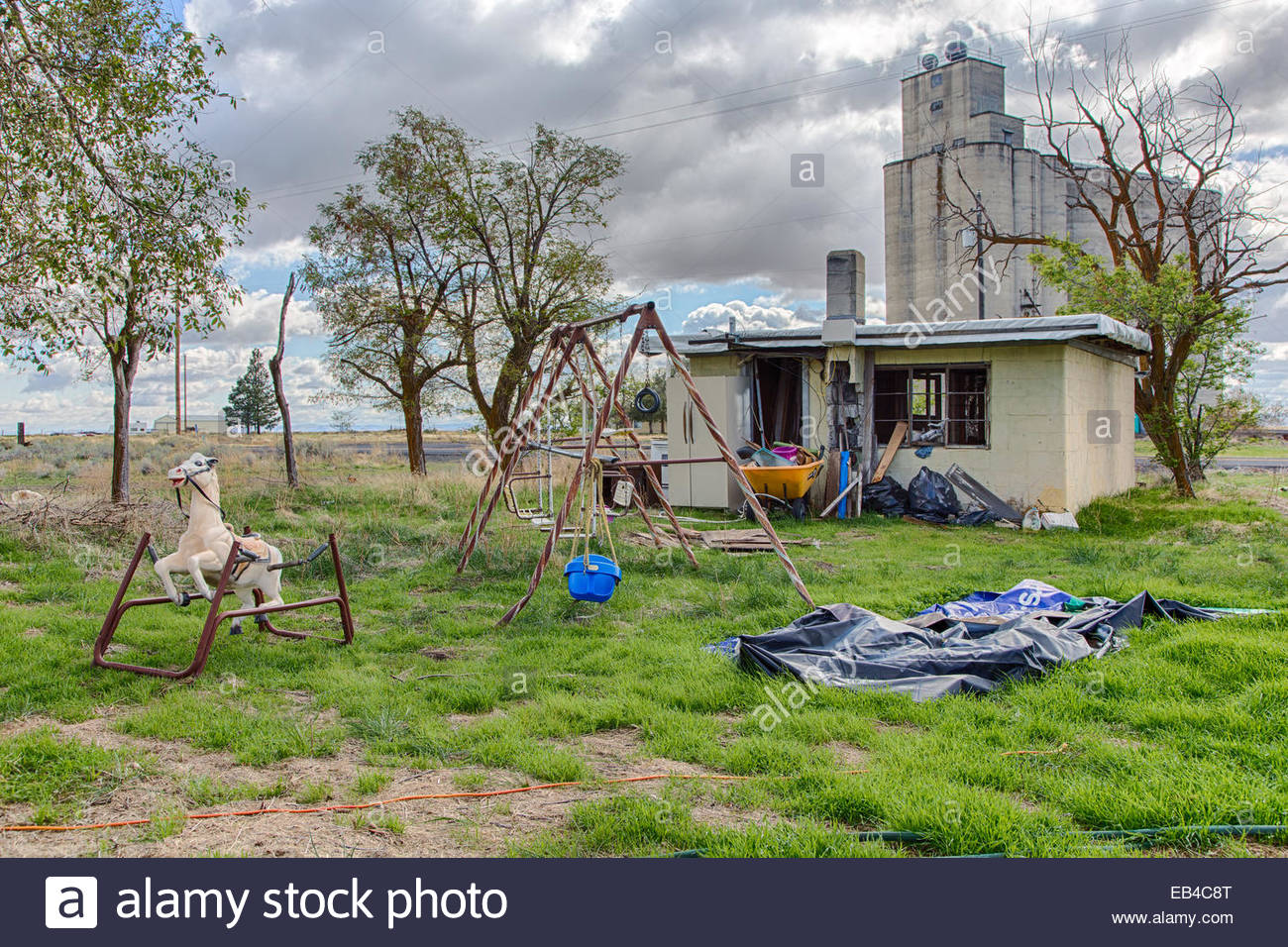 swing set with rocking horse