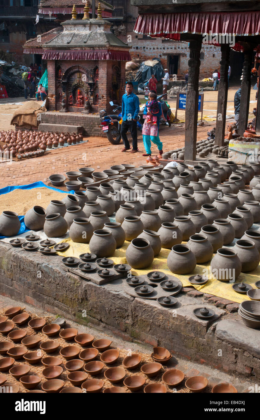 A 'Potters Square' at Bhaktapur, Kathmandu Valley, Nepal Stock Photo