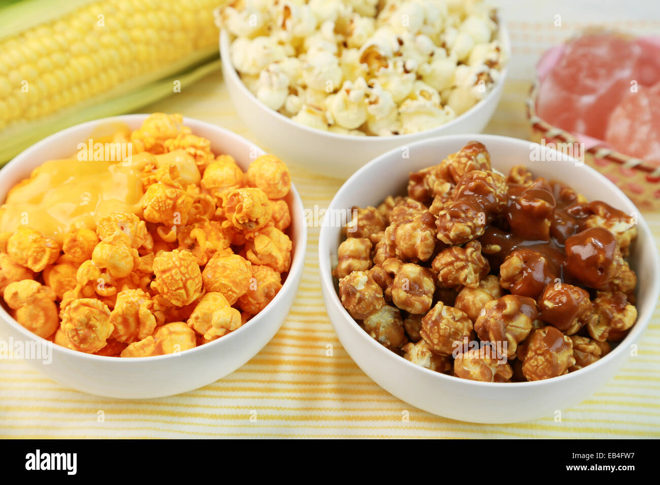 Three Flavors of Popcorn Stock Photo Alamy
