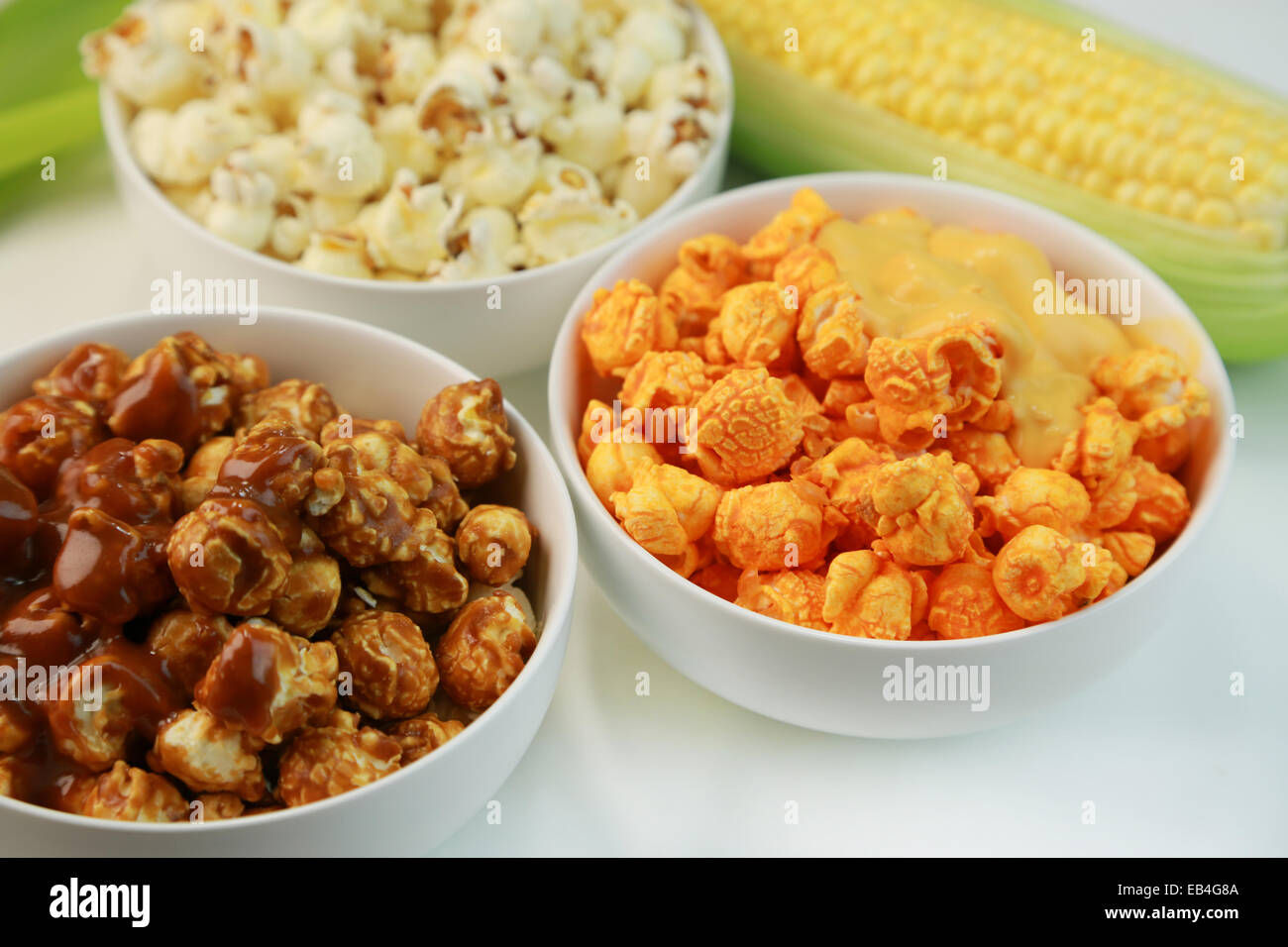 Three Flavors of Popcorn Stock Photo Alamy