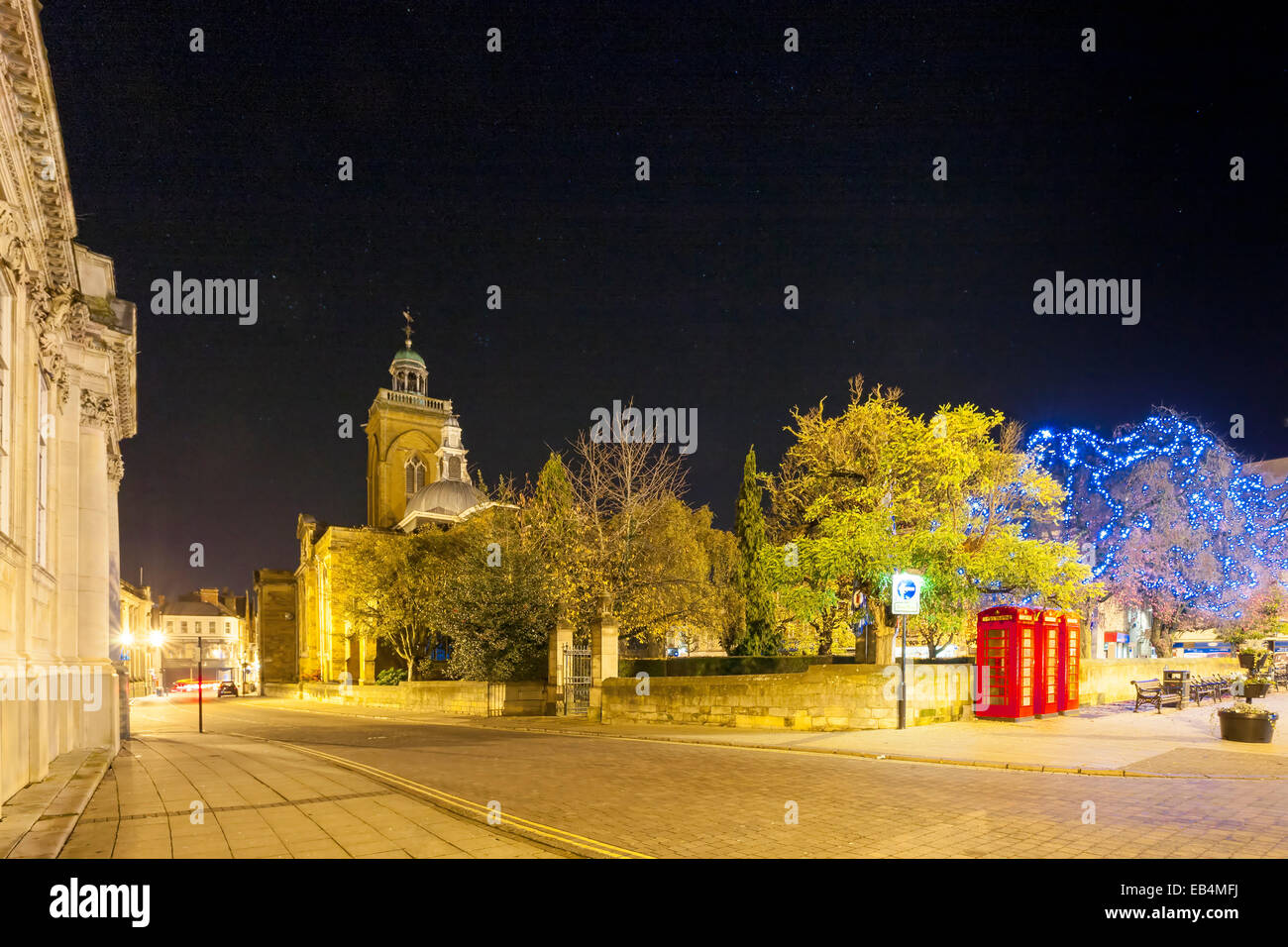 All Saints Church Northampton Town Centre in the early hours of the morning Stock Photo