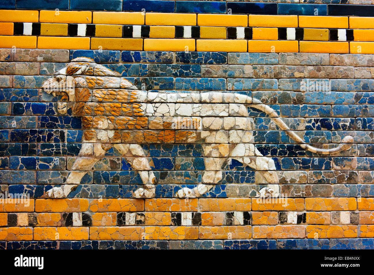 Lion, part of the Ishtar Gate in Berlin's Pergamon Museum. Stock Photo