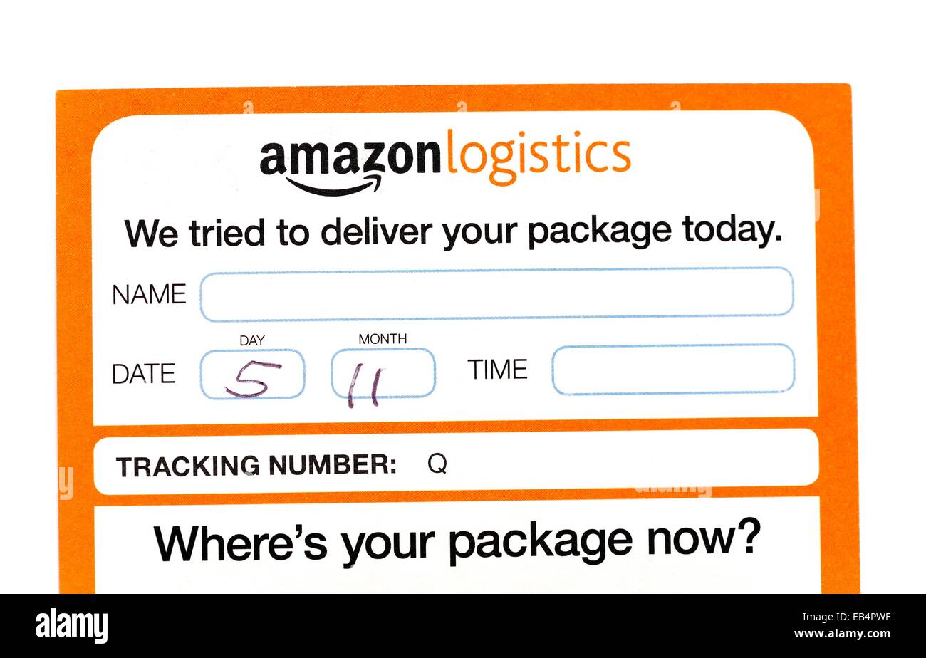 Amazon logistics we missed you postcard England uk Stock Photo
