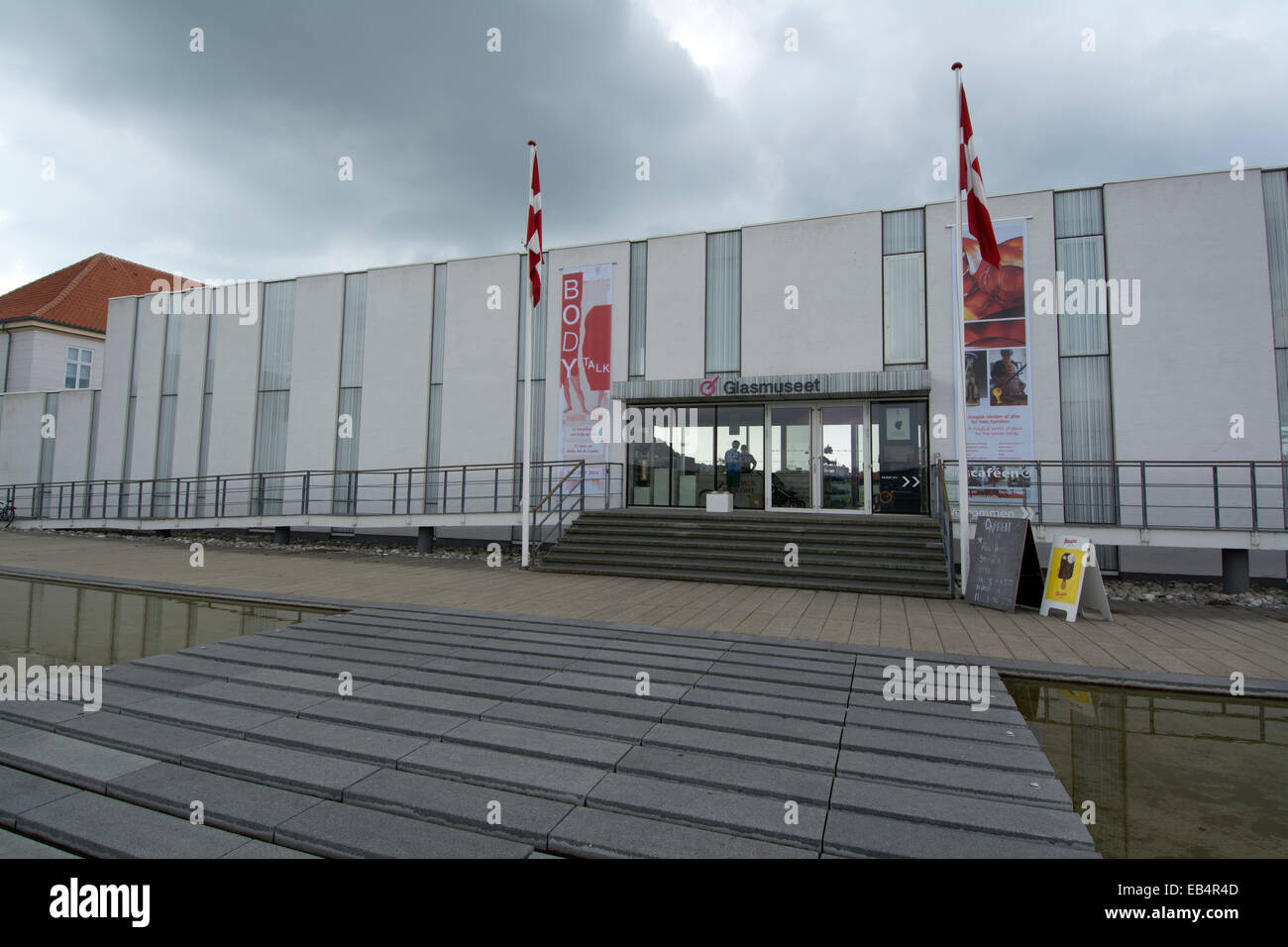 The main entrance to the Glasmuseet Ebeltoft ( Glass Museum) in Ebeltoft,  Denmark. The museum is dedicated to the exhibition Stock Photo - Alamy