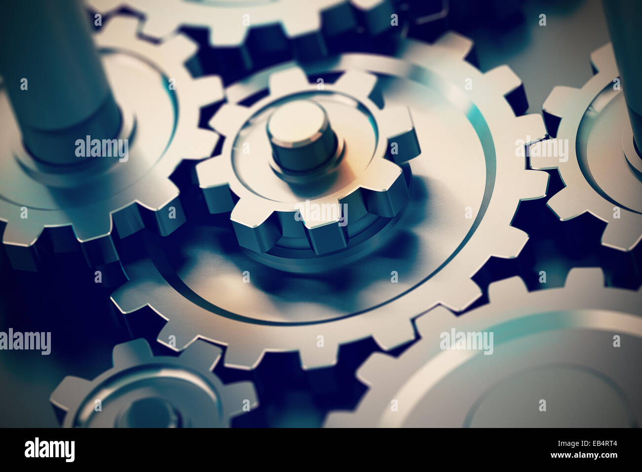 gear or cogwheel working together, movement transmission. Concept of