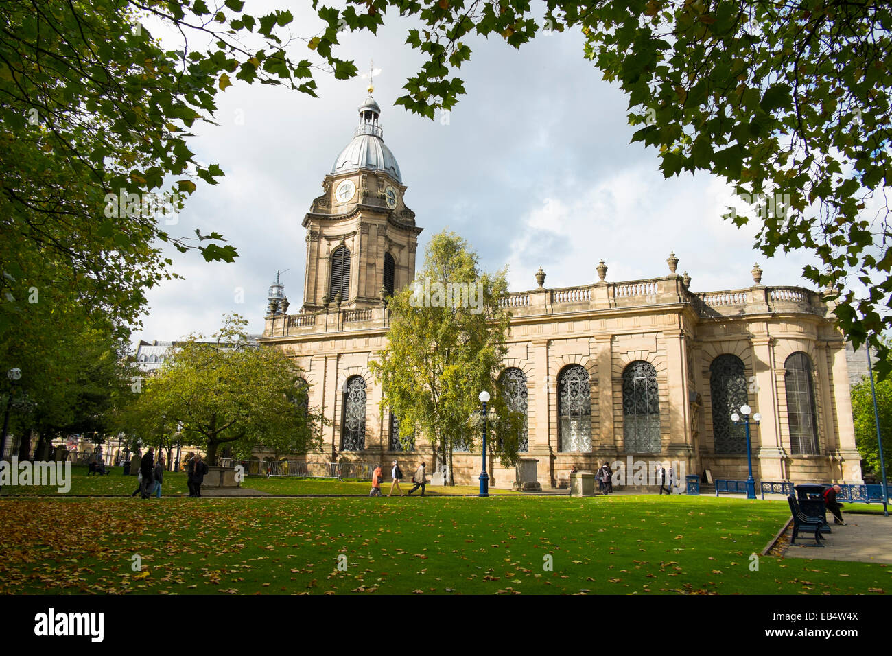 St Philip's cathedral in autumn, Birmingham city centre, West Midlands, England, UK Stock Photo