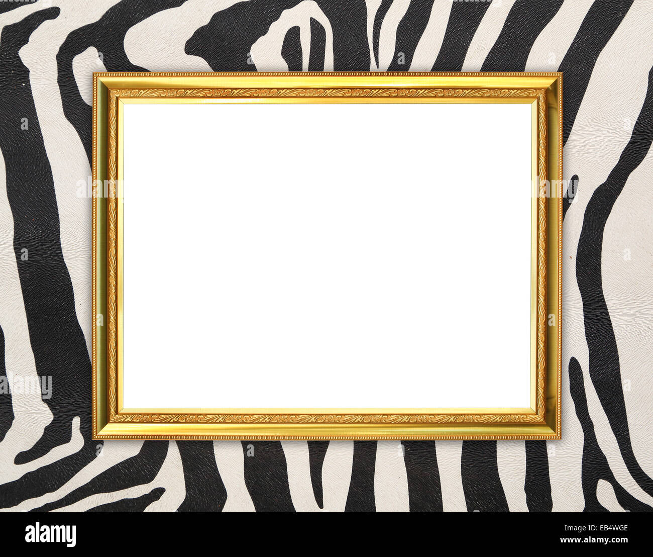 blank golden frame with zebra texture background Stock Photo Alamy