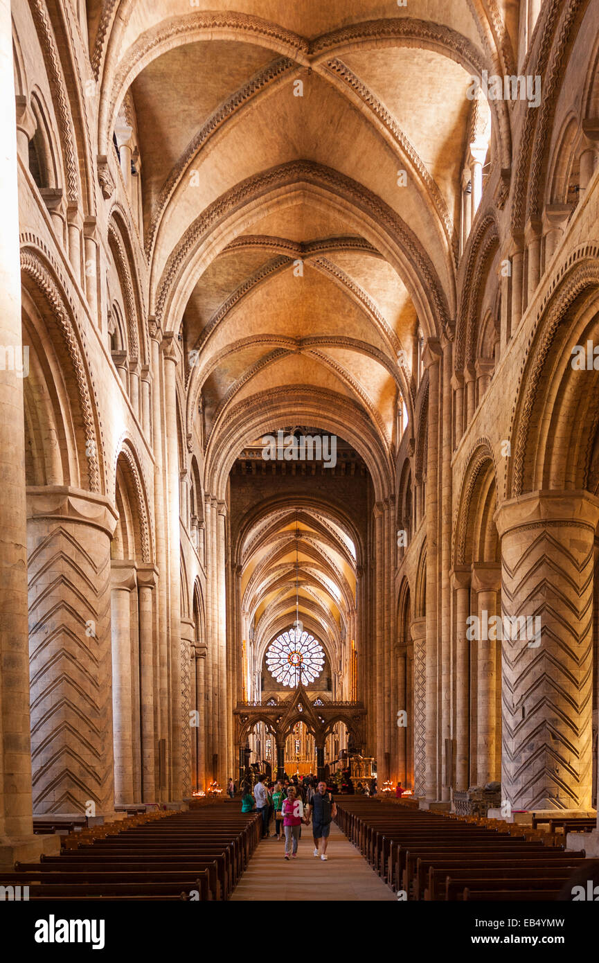 The interior of Durham cathedral in Durham , England , Britain , Uk