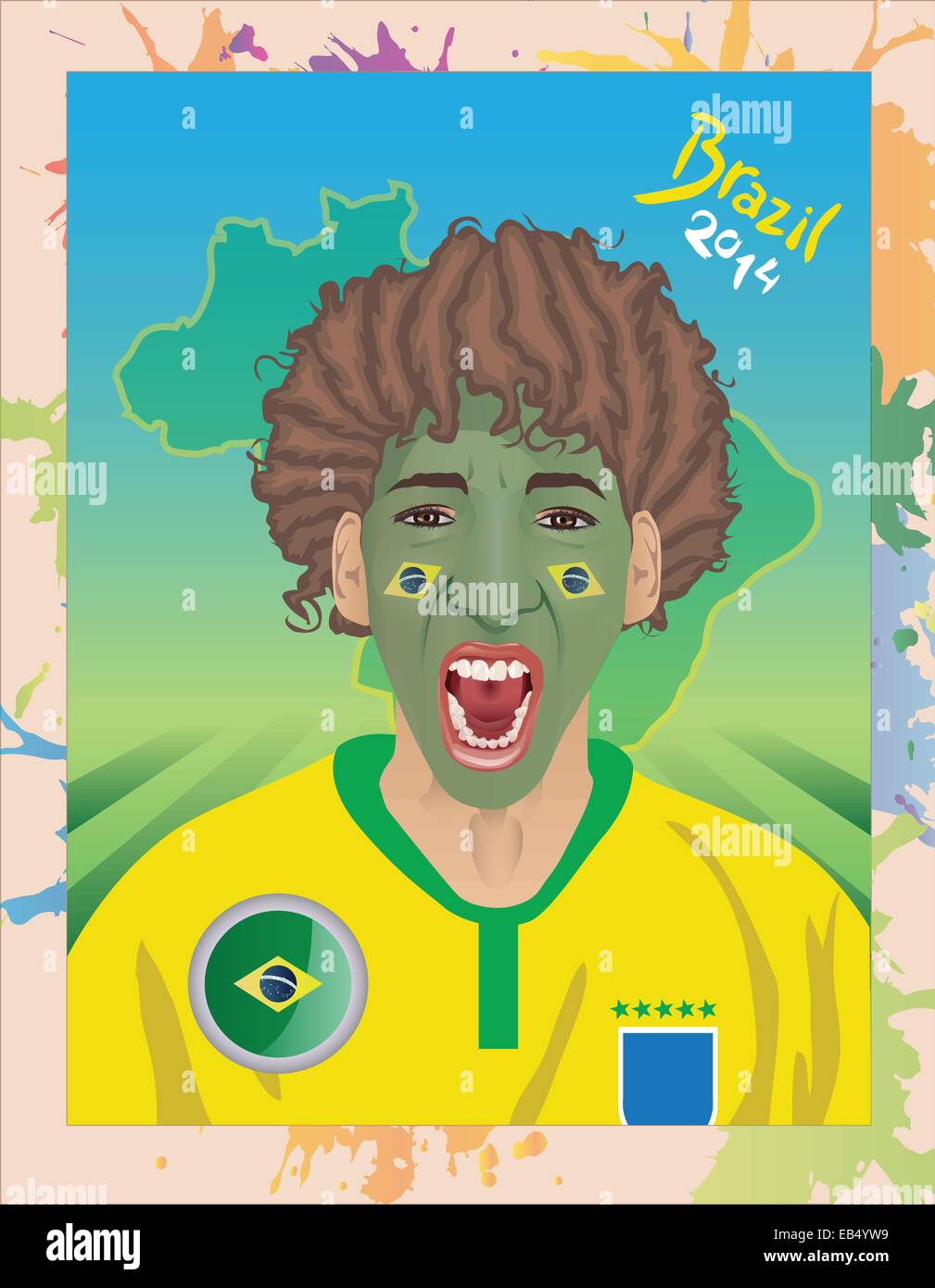 Brazilian football fan with large hair Stock Vector Image & Art Alamy