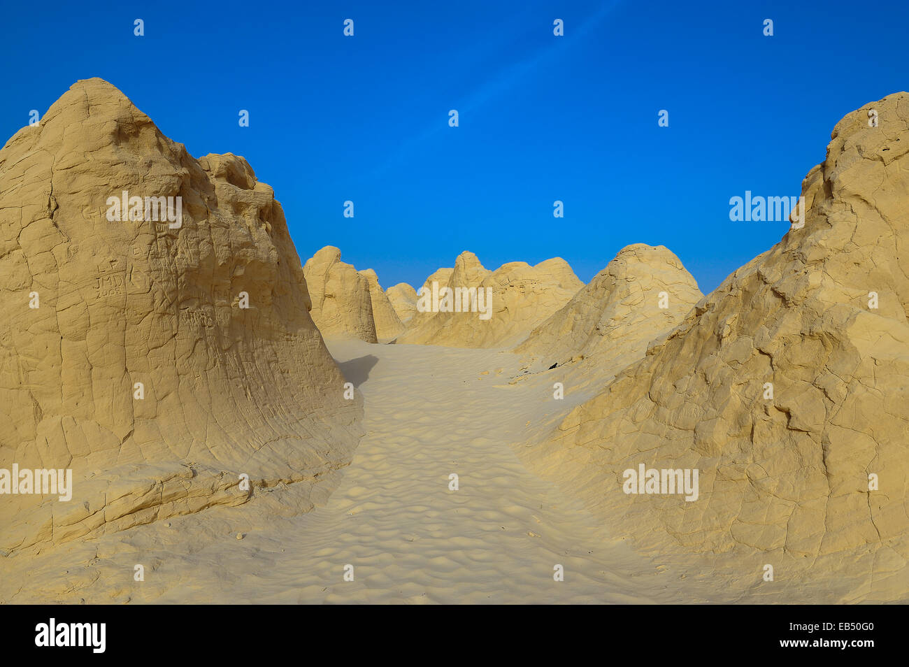 South of Tunisia, Shara desert,the petrified dune of Debebcha Stock Photo