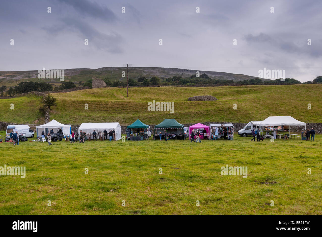 Stalls at Reeth show , Swaledale in the Yorkshire Dales in Yorkshire , England , Britain , Uk Stock Photo