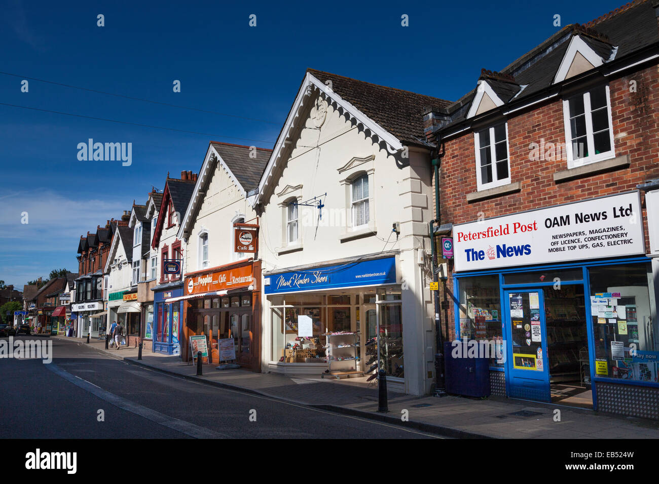 Small local shops in Chapel Street Petersfield Town Centre Stock Photo