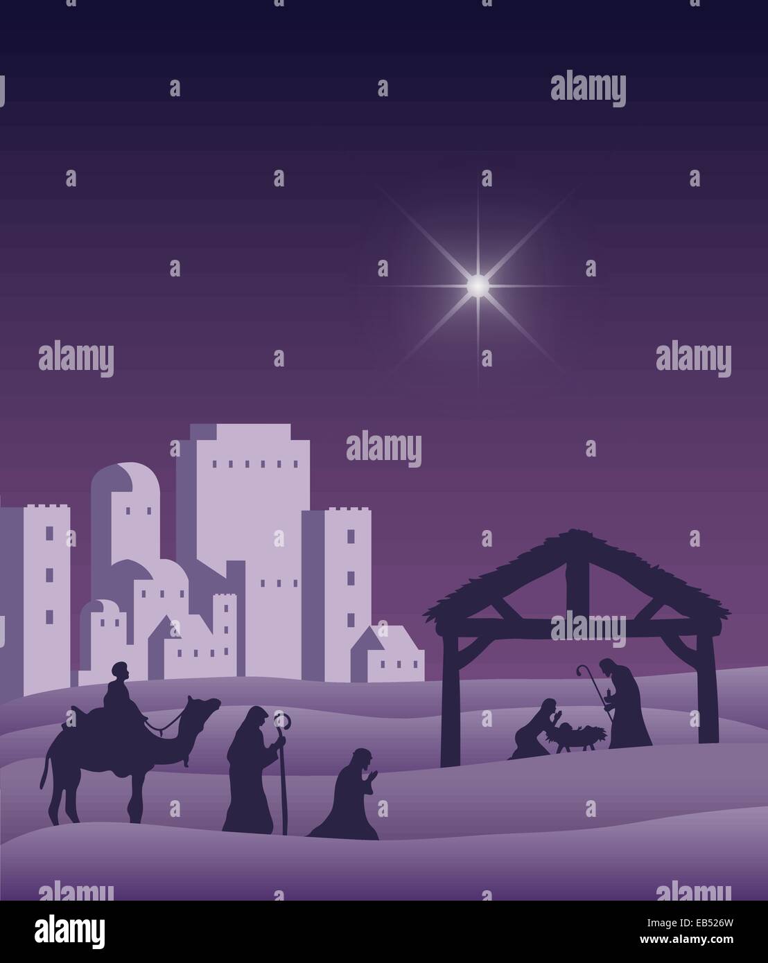 Nativity scene vector under starry sky Stock Vector Image & Art - Alamy