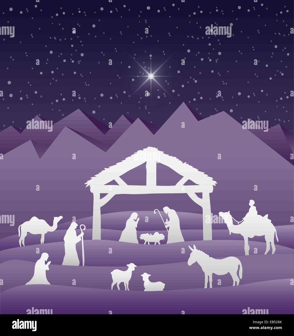 Nativity scene vector under starry sky Stock Vector Image & Art - Alamy