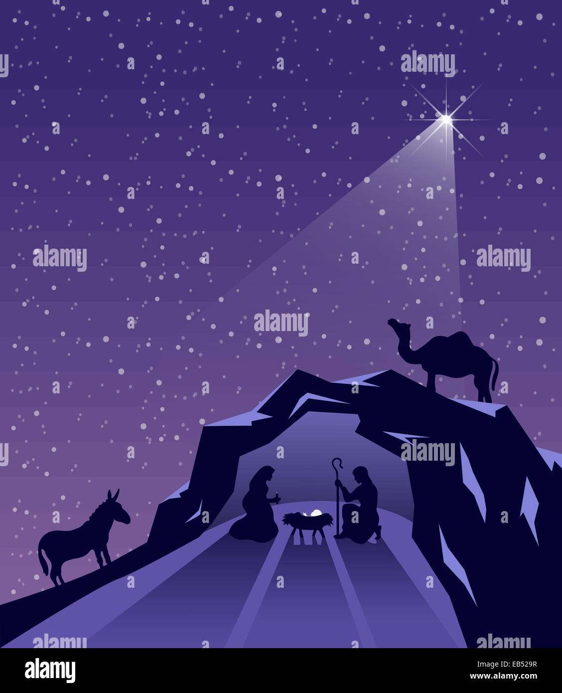 Nativity scene vector under starry sky Stock Vector Image & Art - Alamy