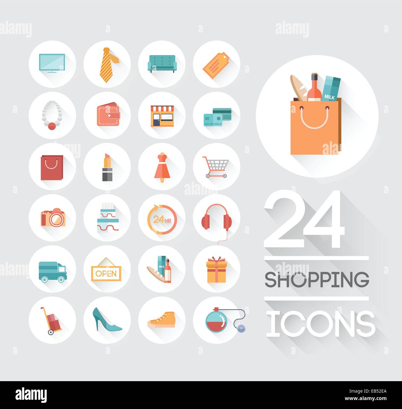 Shopping and retail icons on grey Stock Vector