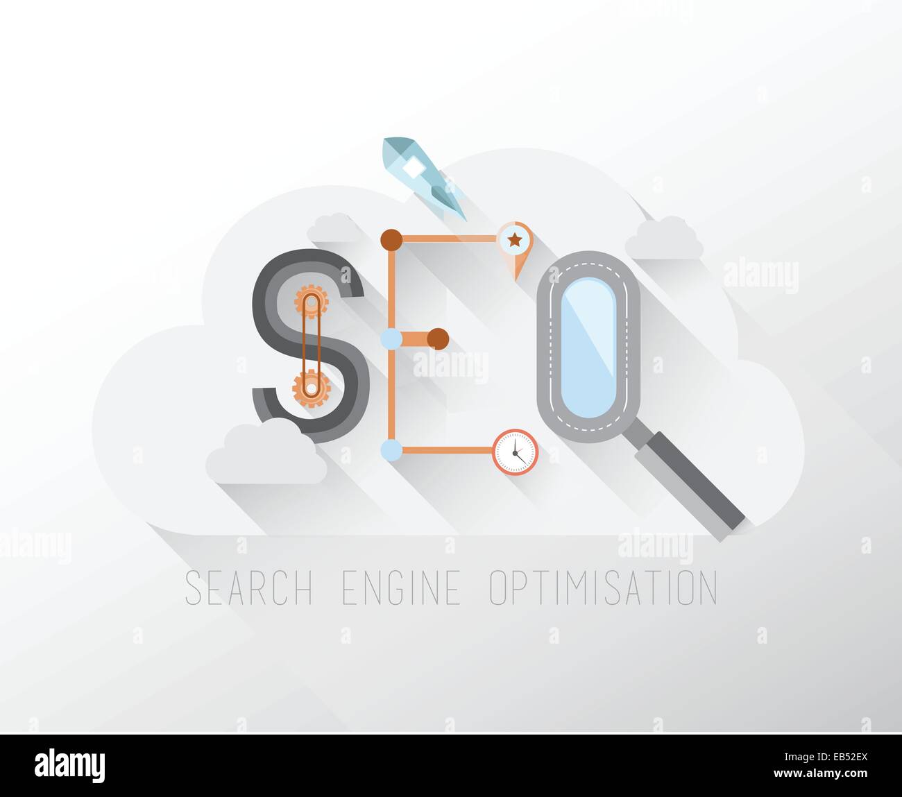 Search engine optimization graphic in a cloud Stock Vector