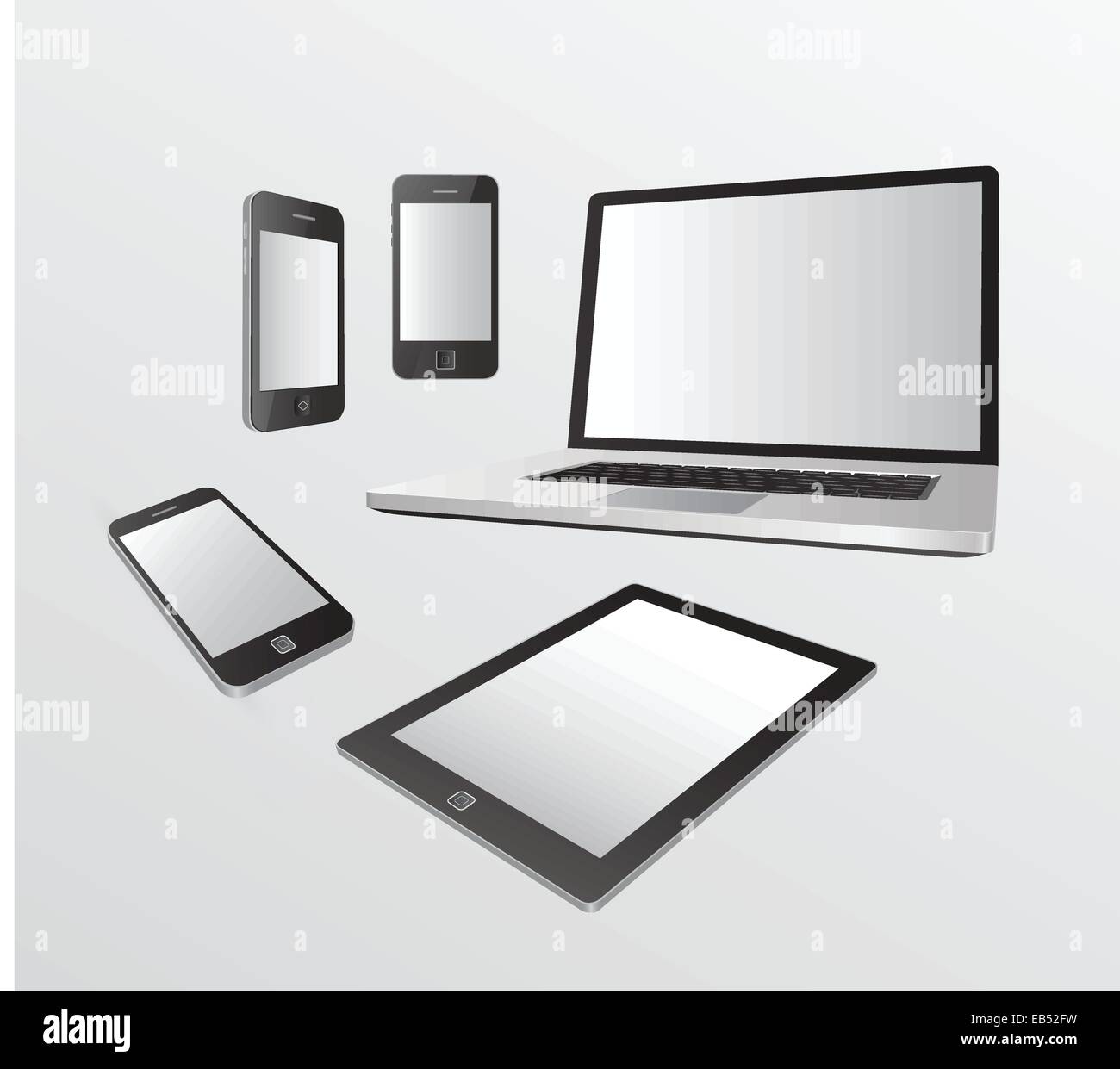 Various media devices on grey Stock Vector