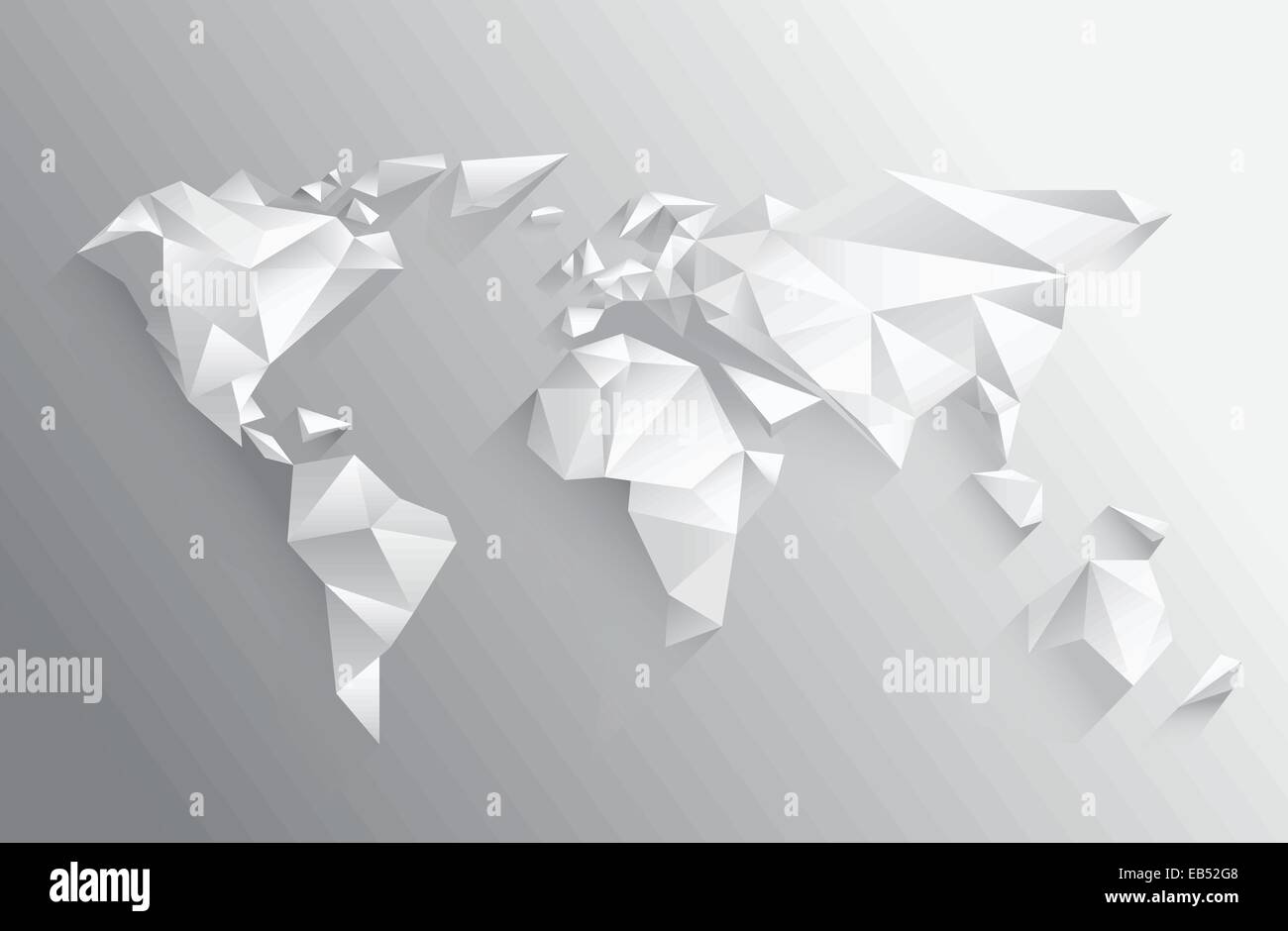 Angular white world map on grey Stock Vector