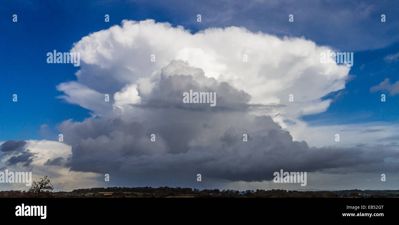 Cumulonimbus cloud with shower burst underneath. Stock Photo
