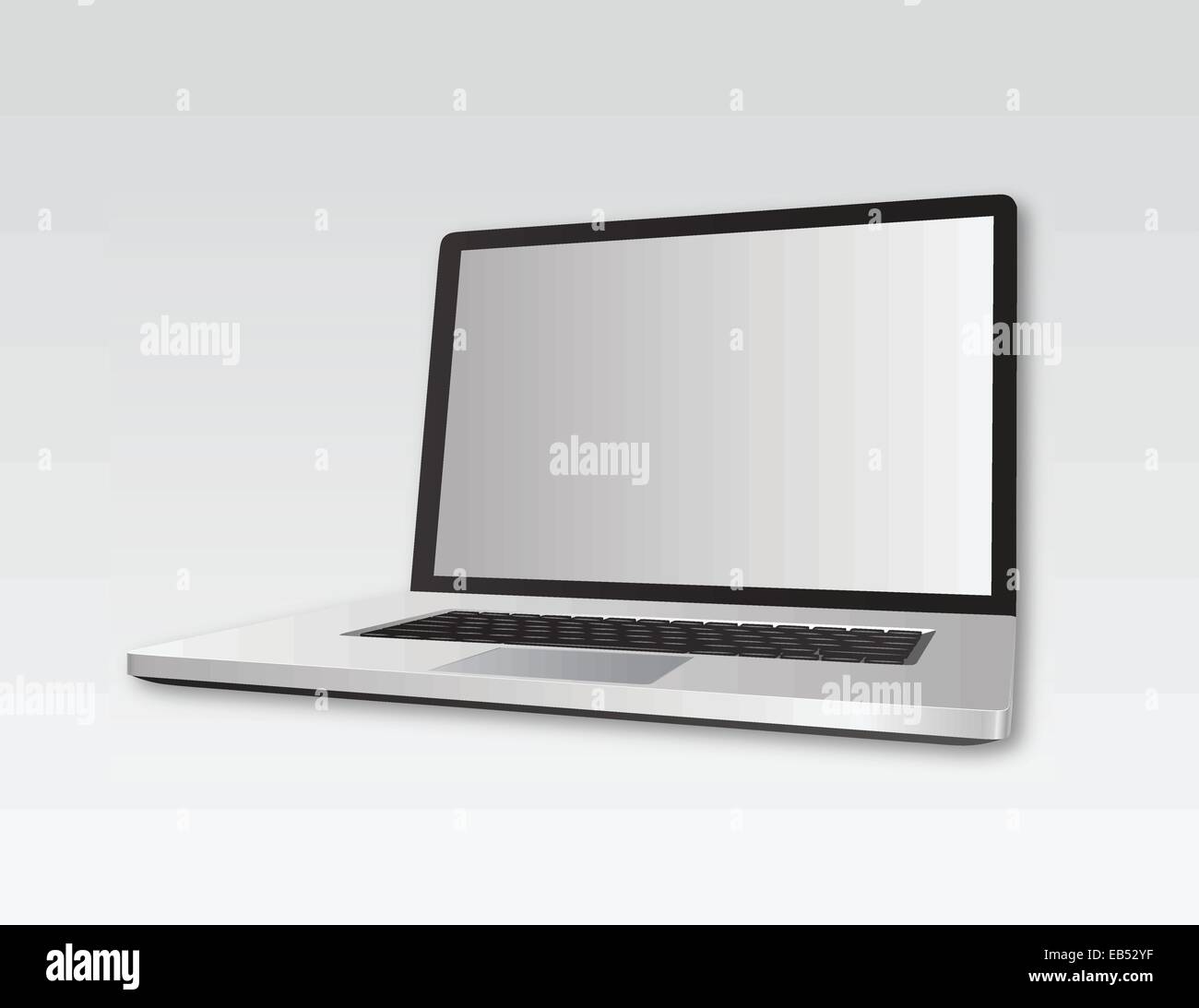 Open laptop on grey background Stock Vector