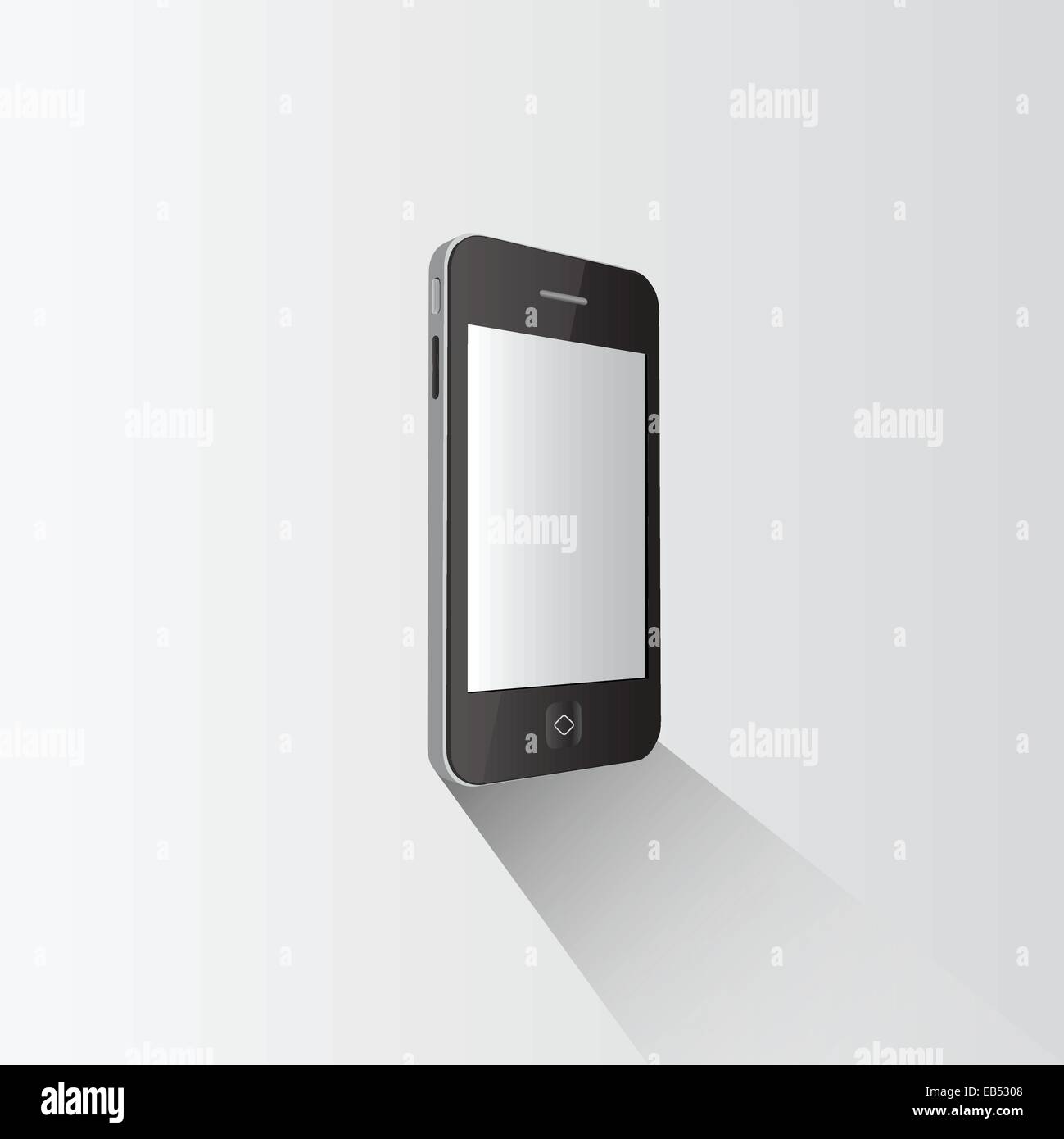 Smartphone standing on grey surface Stock Vector