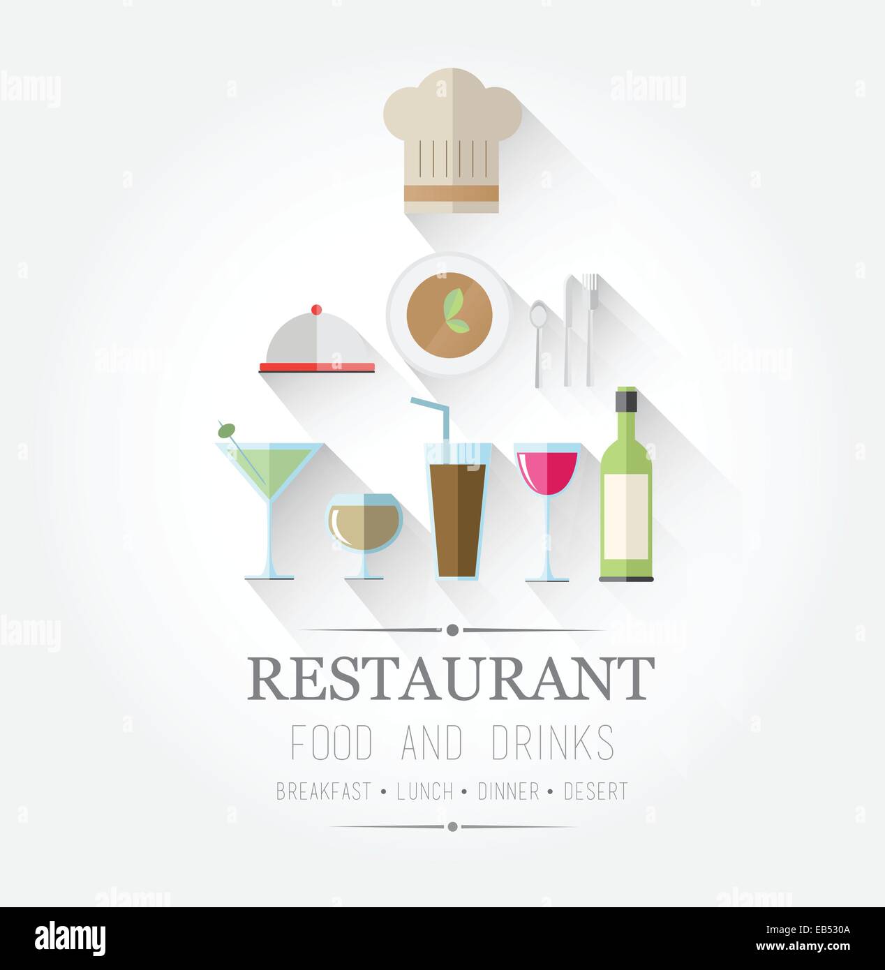 Food and drinks icons with text Stock Vector