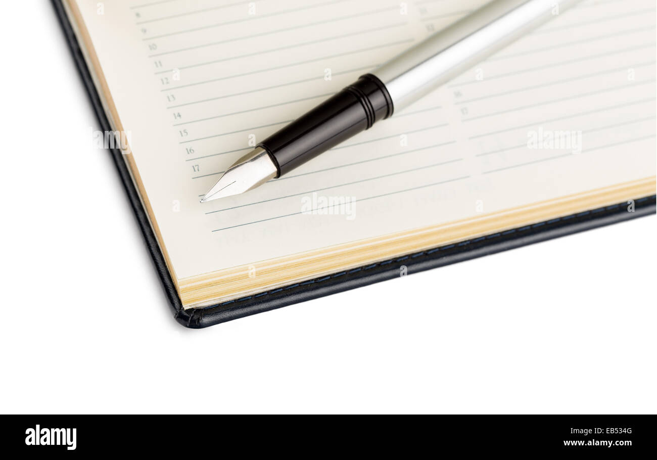 Organizer and fountain pen Stock Photo - Alamy