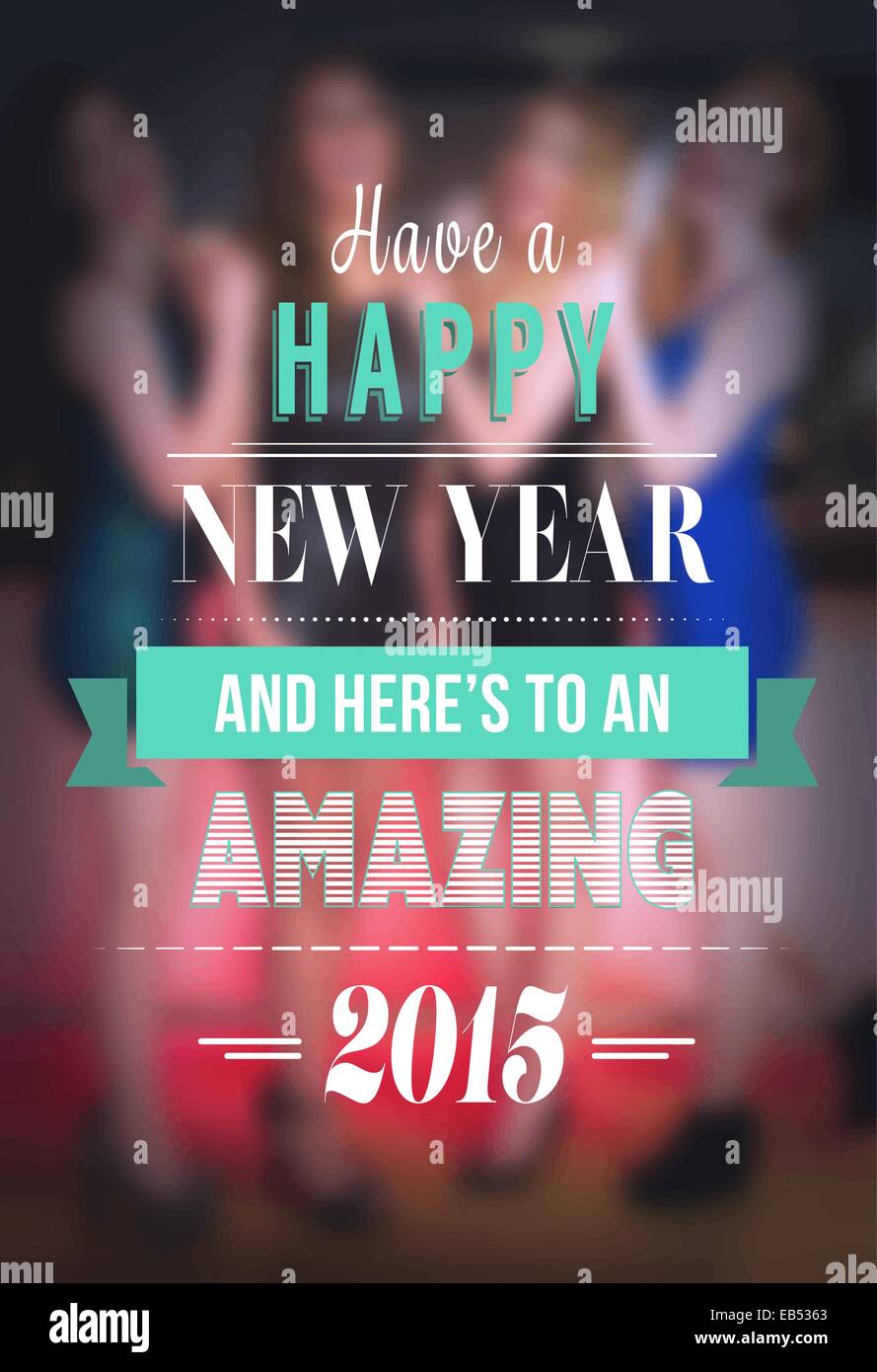 New Years Message Against Blurred Pretty Friends Vector Stock Vector Image Art Alamy