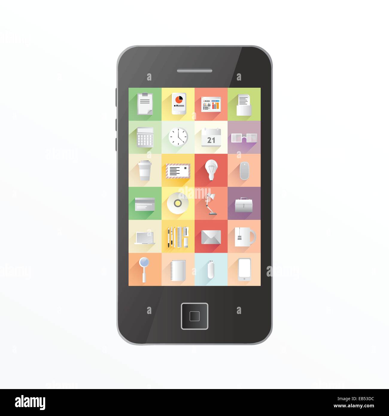 App icons on smartphone screen Stock Vector