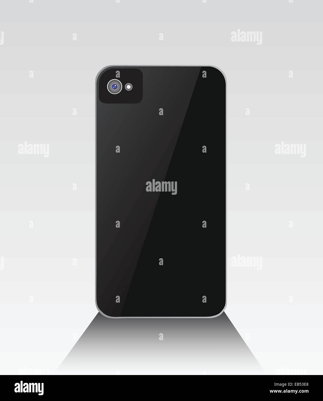 Black smartphone standing with lens Stock Vector