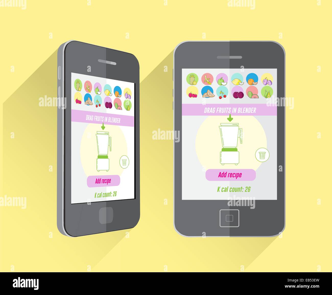 Dieting and fitness app on smartphone screen Stock Vector