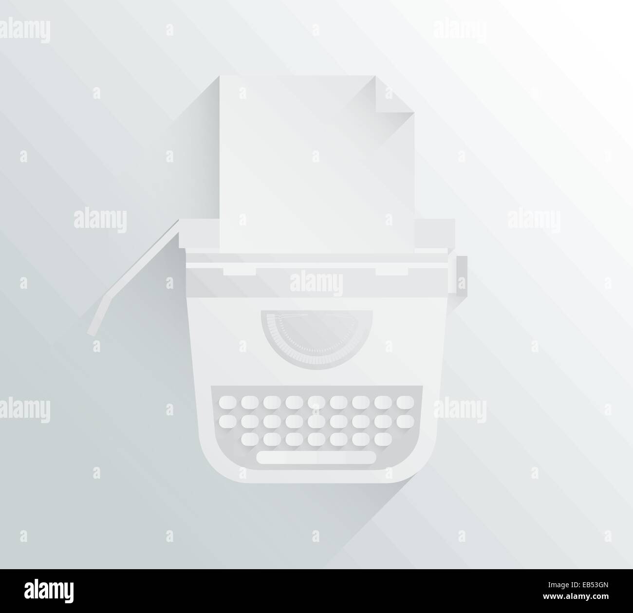White and grey typewriter in simple design Stock Vector