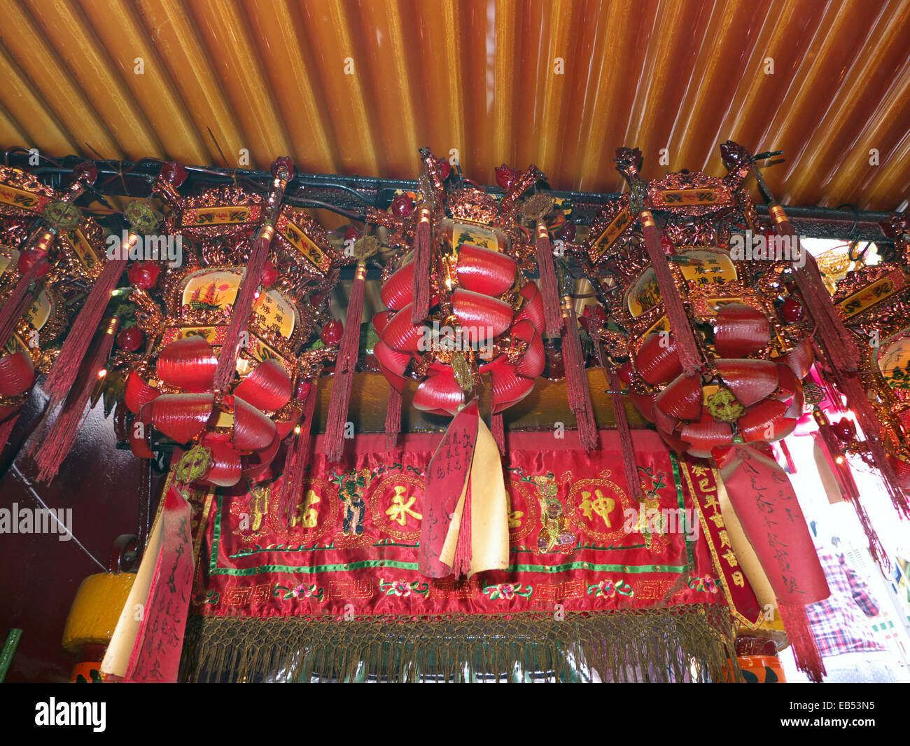 China Hong Kong Temple Shrine traditional Chinese lanterns Stock Photo