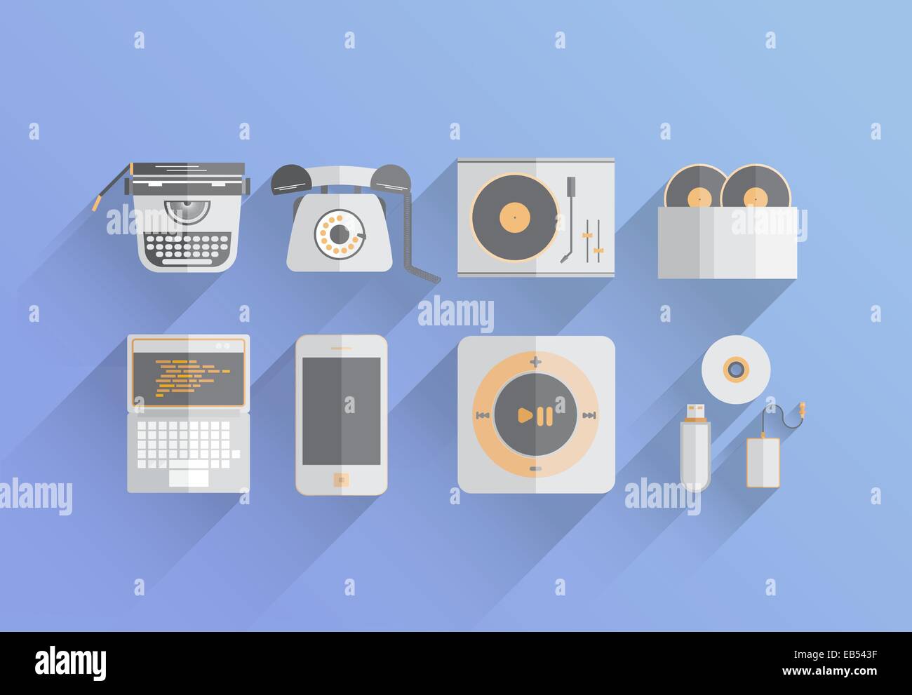 Media devices over the years vector Stock Vector